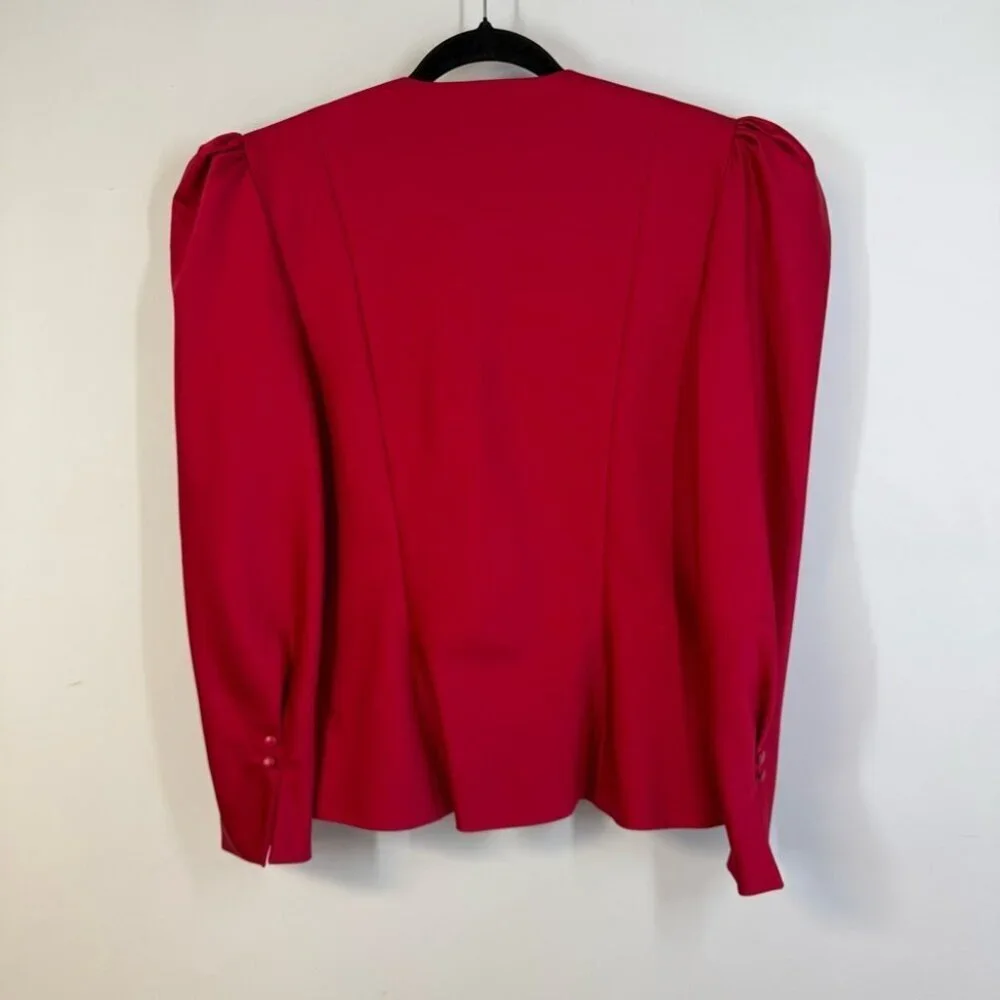 Vintage Frank Usher Red Office Core UK 38 Suit Skirt Set Blazer Pencil Skirt